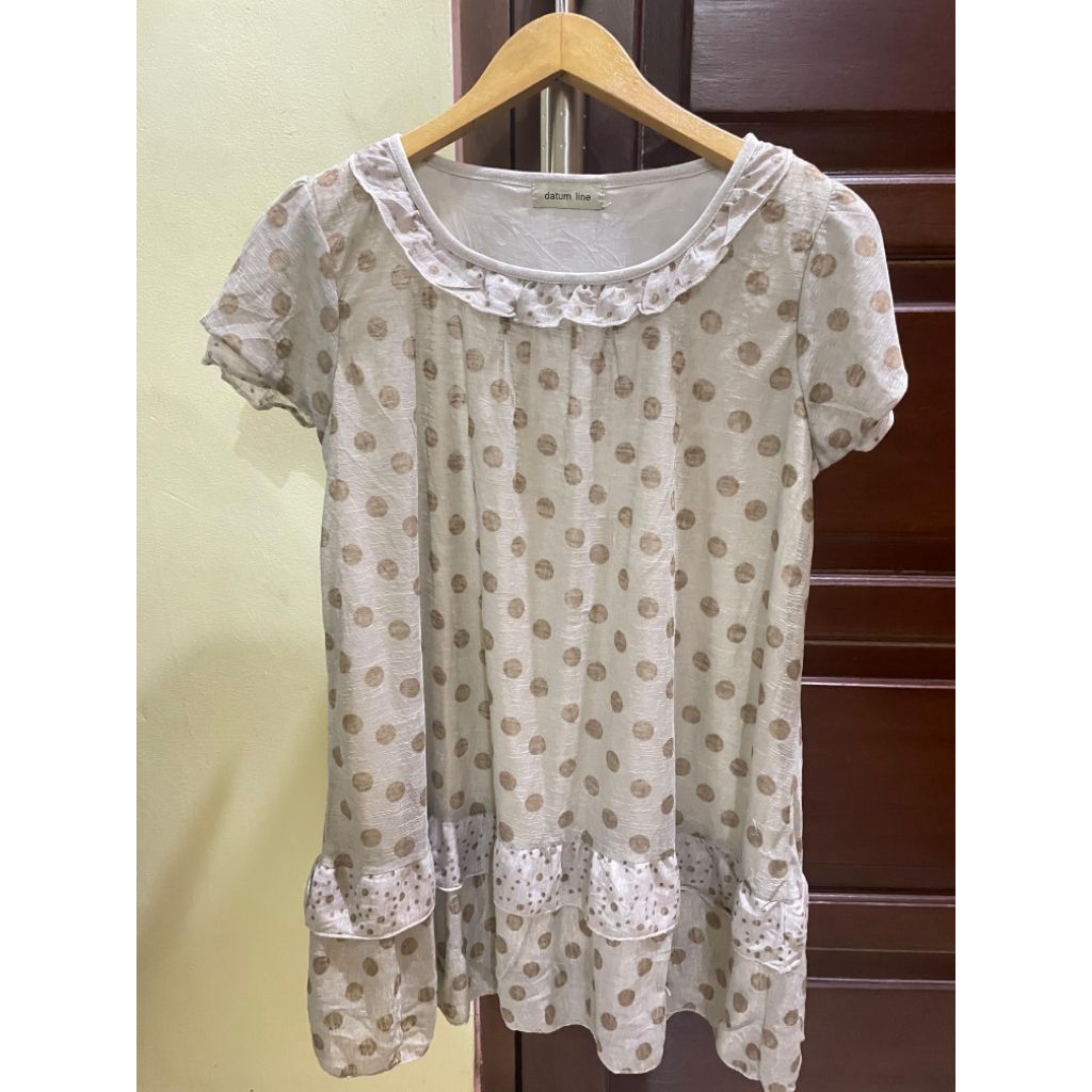 ruffle polkadot y2k vintage babydoll dress over jeans