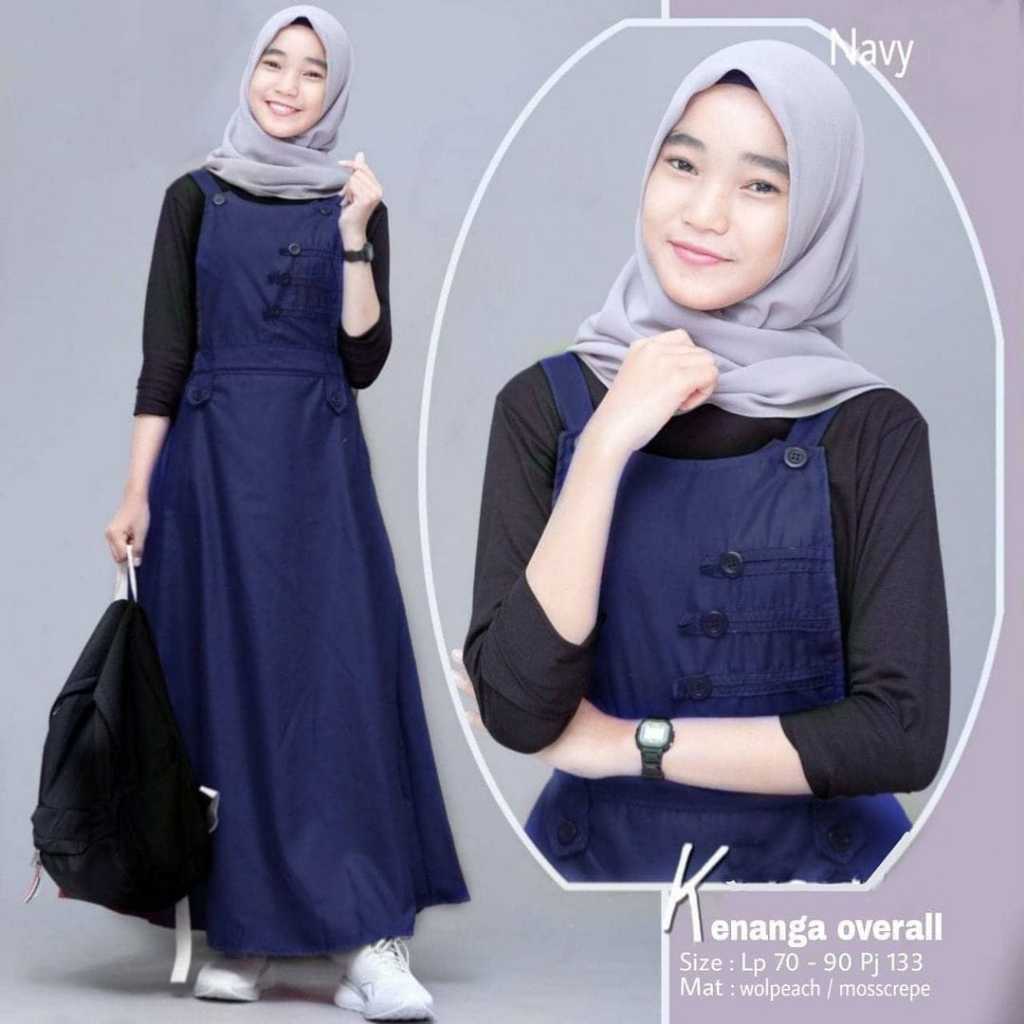 Gamis set kirana / overall moscrepe kancing / gamis wanita kekinian / pakaian wanita muslim / overal