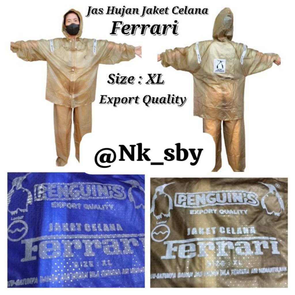 ( Jaket Celana Ferrari Penguin's ) Jas Hujan Jaket Celana FERRARI Penguins | Jas Hujan Setelan Jaket