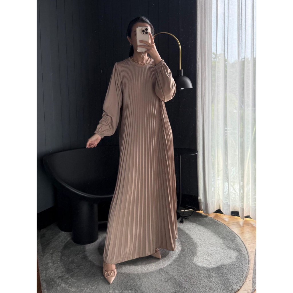 Gamis Plisket Hyget Premium LD 120 | Big Size Fashion Muslim | Simple Elegan