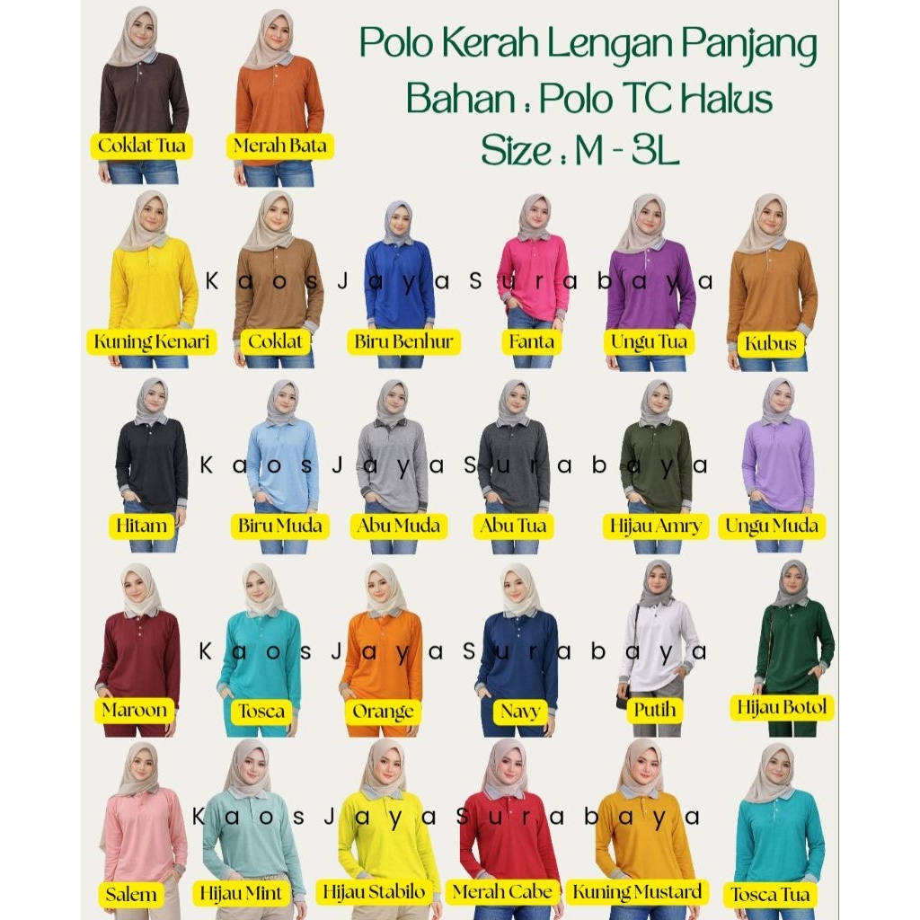 POLO KERAH TC LENGAN PANJANG / KAOS KERAH / BAJU POLO