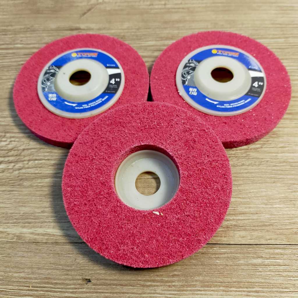 Mata Gerinda Poles Besi Stainless Non Woven 4 Inch Nylon Fiber Polishing Wheel Mata Poles Nilon Mera
