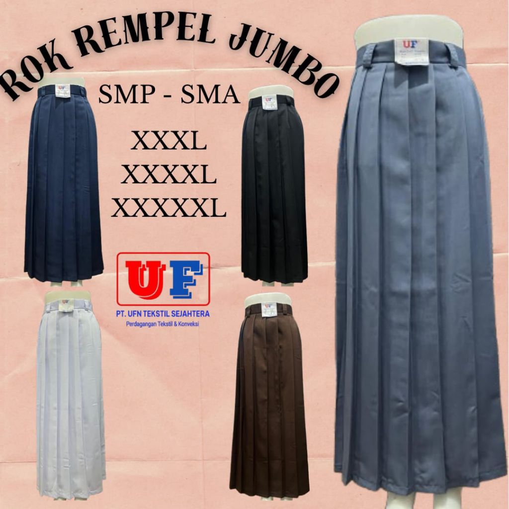 ROK REMPEL SMP-SMA JUMBO BB 80-120 KG / ROK REMPEL SEKOLAH SMP. SMA / ROK PANJANG JUMBO / ROK SEKOLA