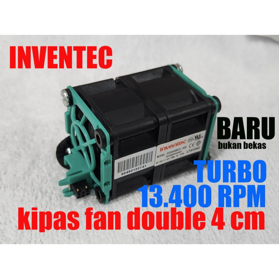 kipas double fan dc 4cm TURBO 12v 1.90A inventec double fan HIGH SPEED bearing 4 cm