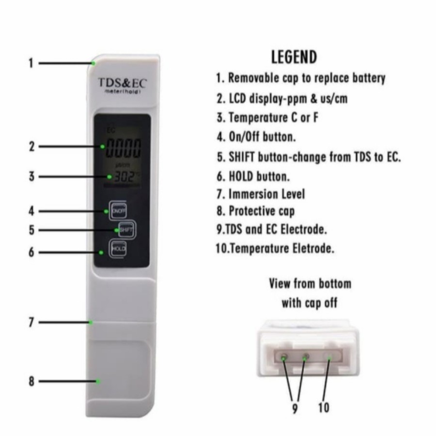 MH - TDS Meter 3in1 TDS/EC/Temperatur Alat Ukur Kadar Air Hidroponik TDS EC