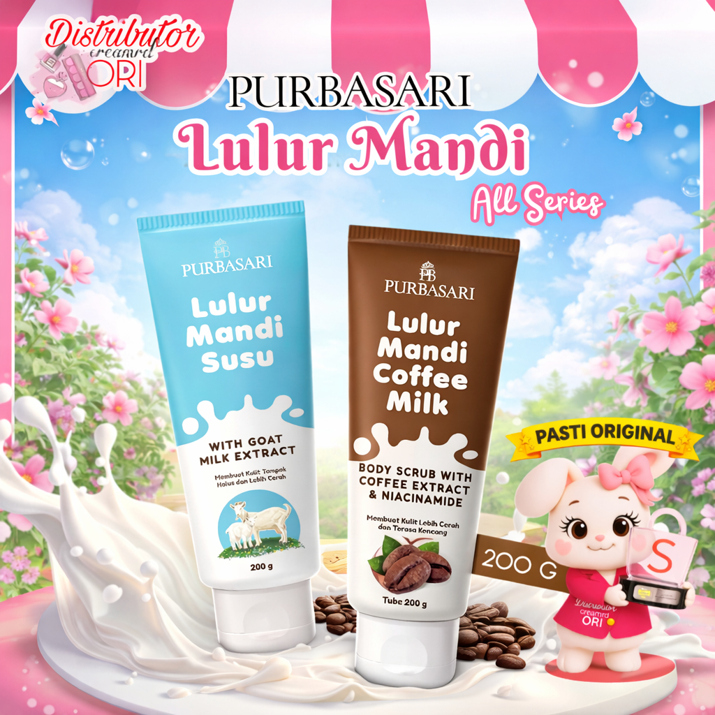 Purbasari Lulur Mandi Susu Kambing Tube 200 gr / Lulur Pemutih Whitening Pencerah / Lulur pelembab k