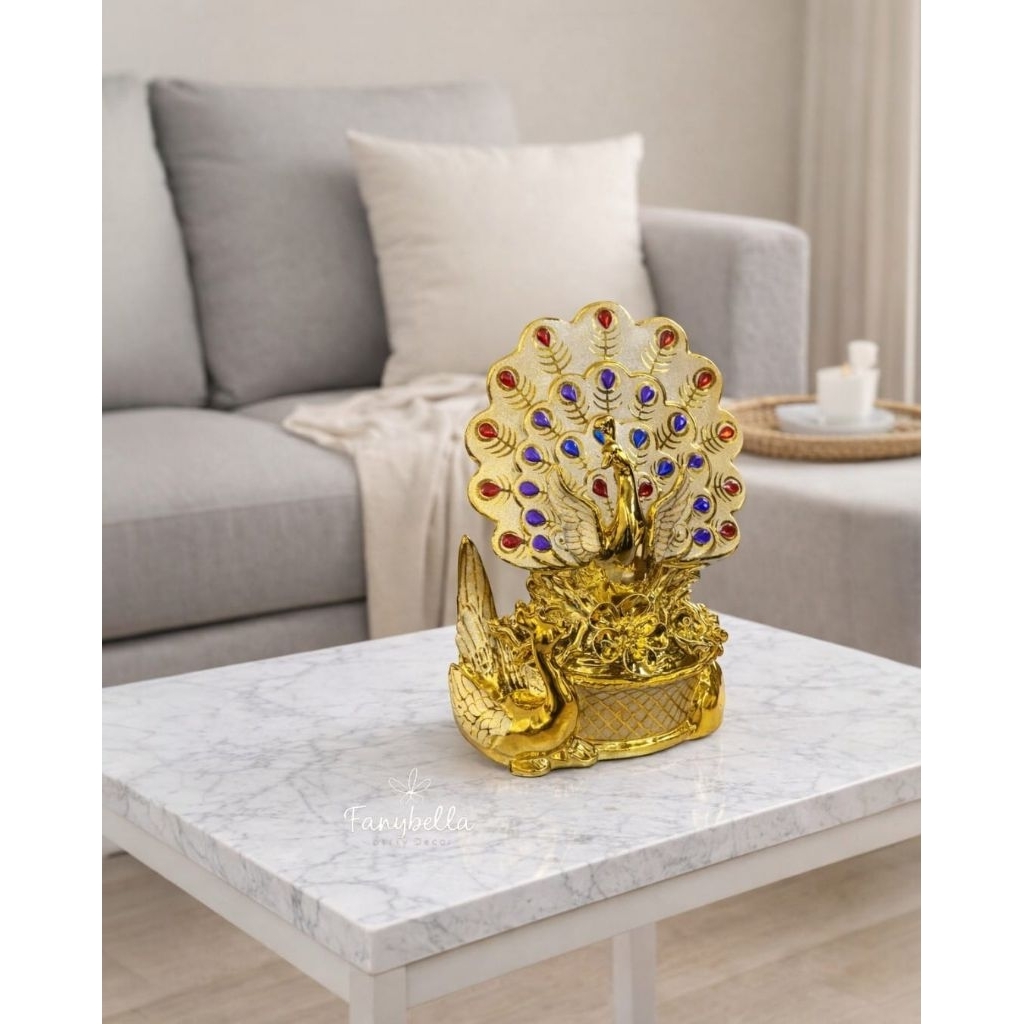 pajangan burung merak keramik dekorasi hiasan dekorasi rumah