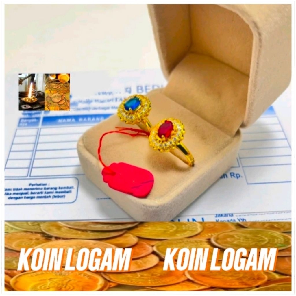 Cincin Wanita Dewasa Elegan Anti Karat Bahan Koin Logam 91 Ori Lapis Emas 24k Terbaru