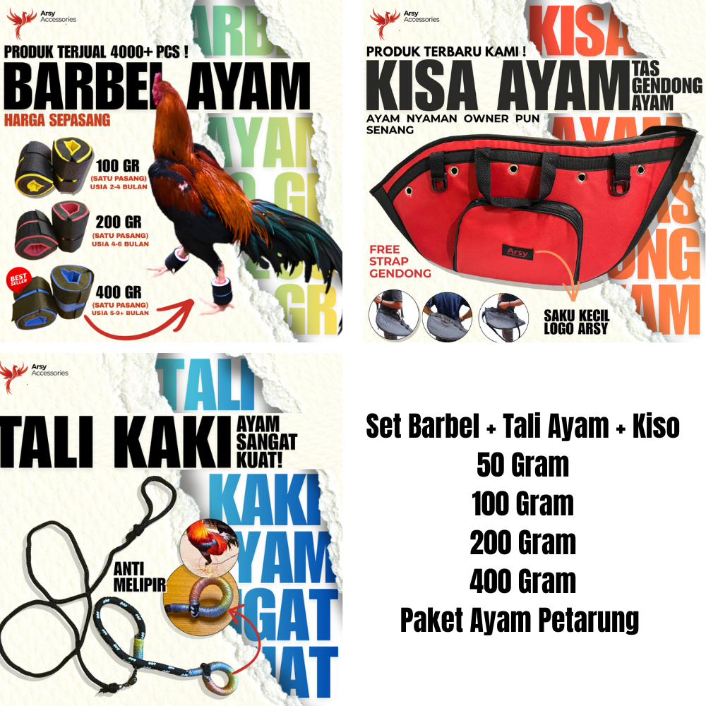 PAKET HEMAT Kiso Ayam Bangkok Barbel Tali Ayam | Special Bundle Aksesoris Ayam Aduan
