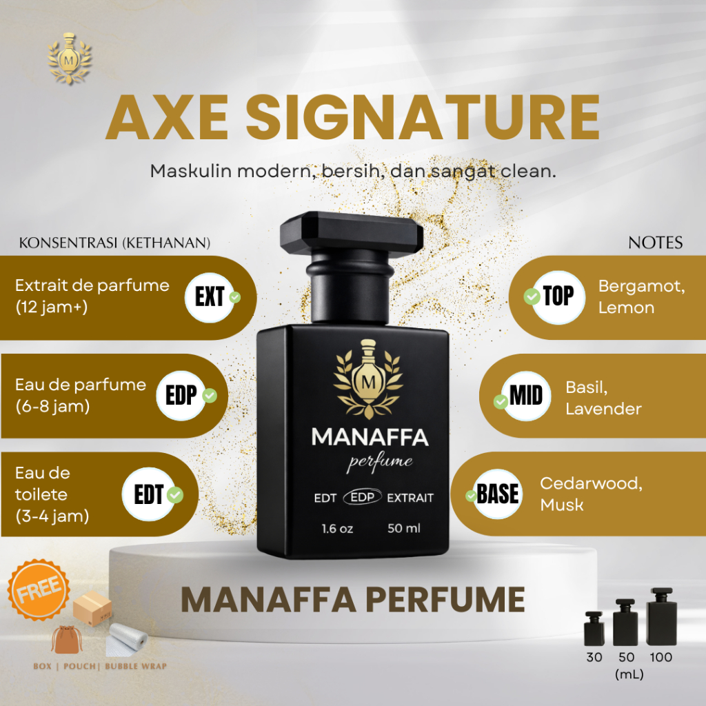 Manaffa Parfum Pria Axe Signature - Masculine Clean (EDT/EDP/Extrait) 30 / 50 / 100 ml
