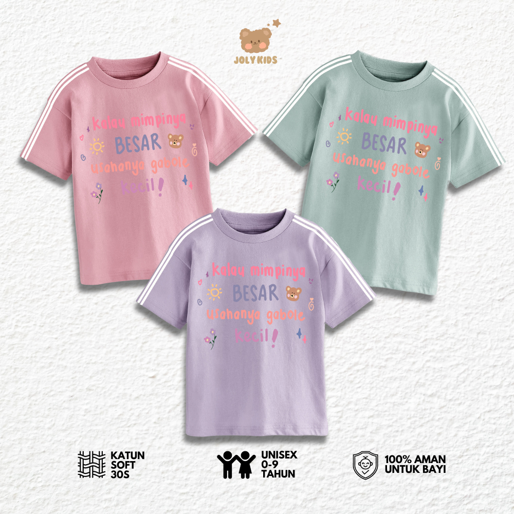Jolly Kids Baju Atasan Kaos Anak Usia 1-9 Tahun Perempuan Laki Laki STRIP USAHA Cewek Cowok