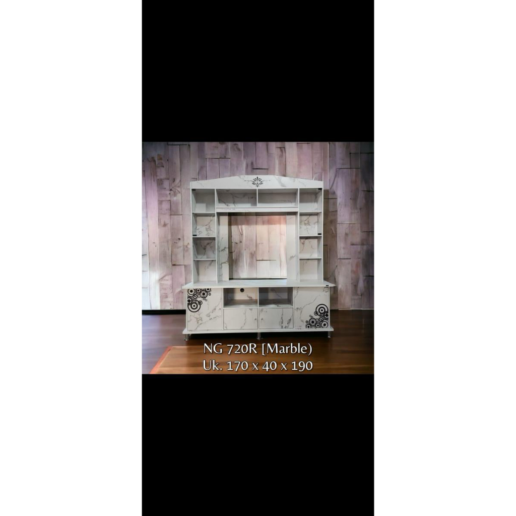 Lemari Hias Jumbo Menara TV Pintu Kaca