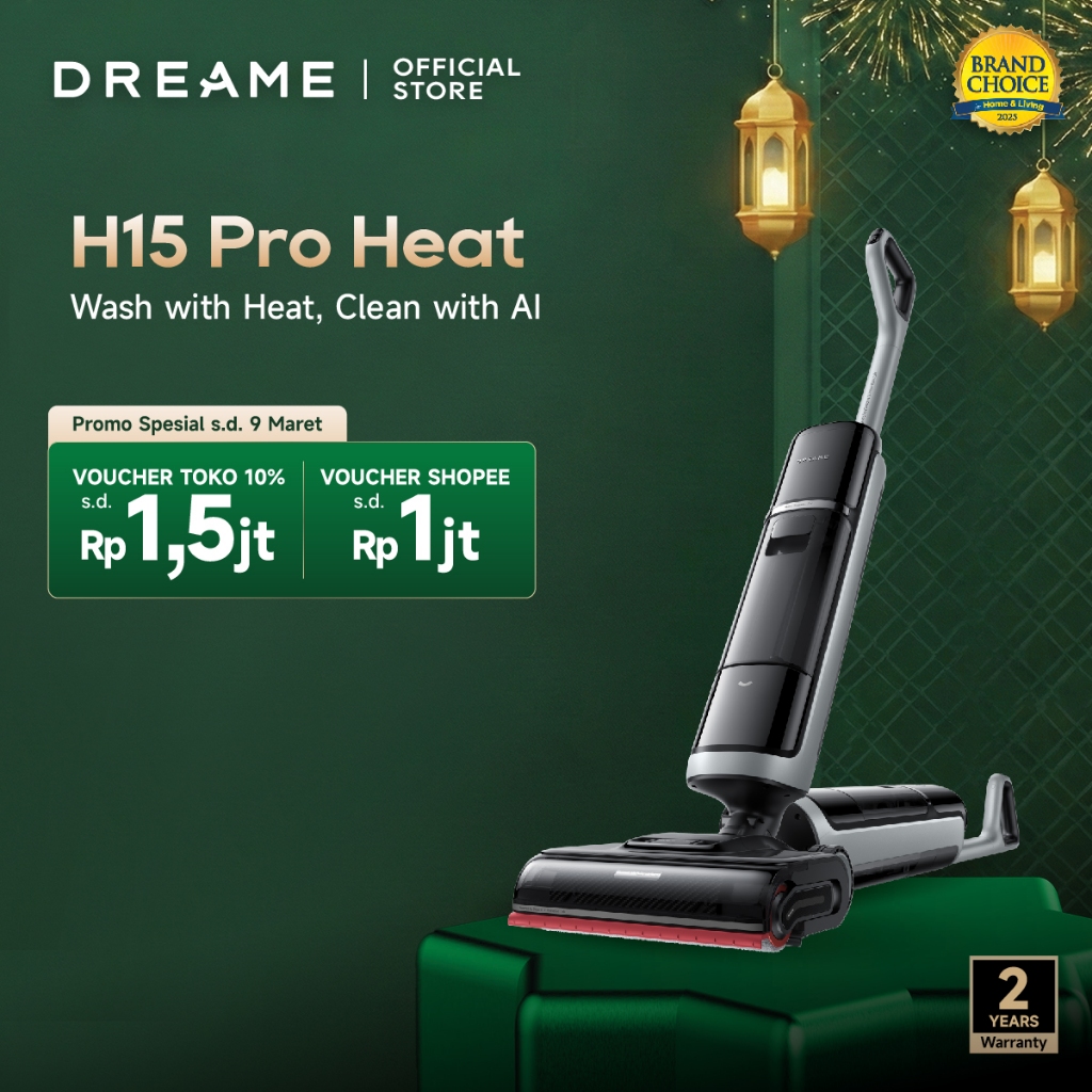 Dreame H15 Pro Heat Wet Dry Vacuum | AI Arm | 85°C Realtime Hot Mop | 22,000Pa Suction | 70Min Runti