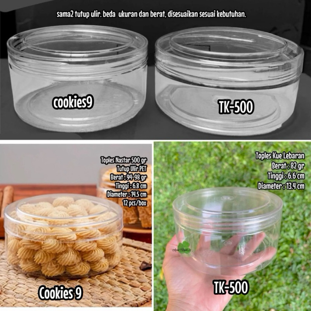 Toples nastar 500gram isi 12pcs / Toples bening 500 gram