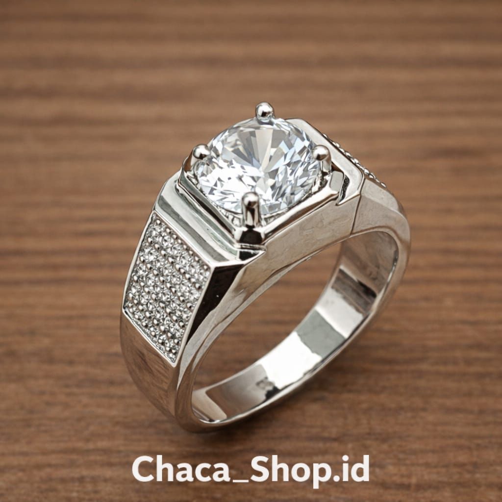 Cincin Pria Premium Batu Biru Royal Lapis Emas – Ring Tunangan Hadiah Cowok