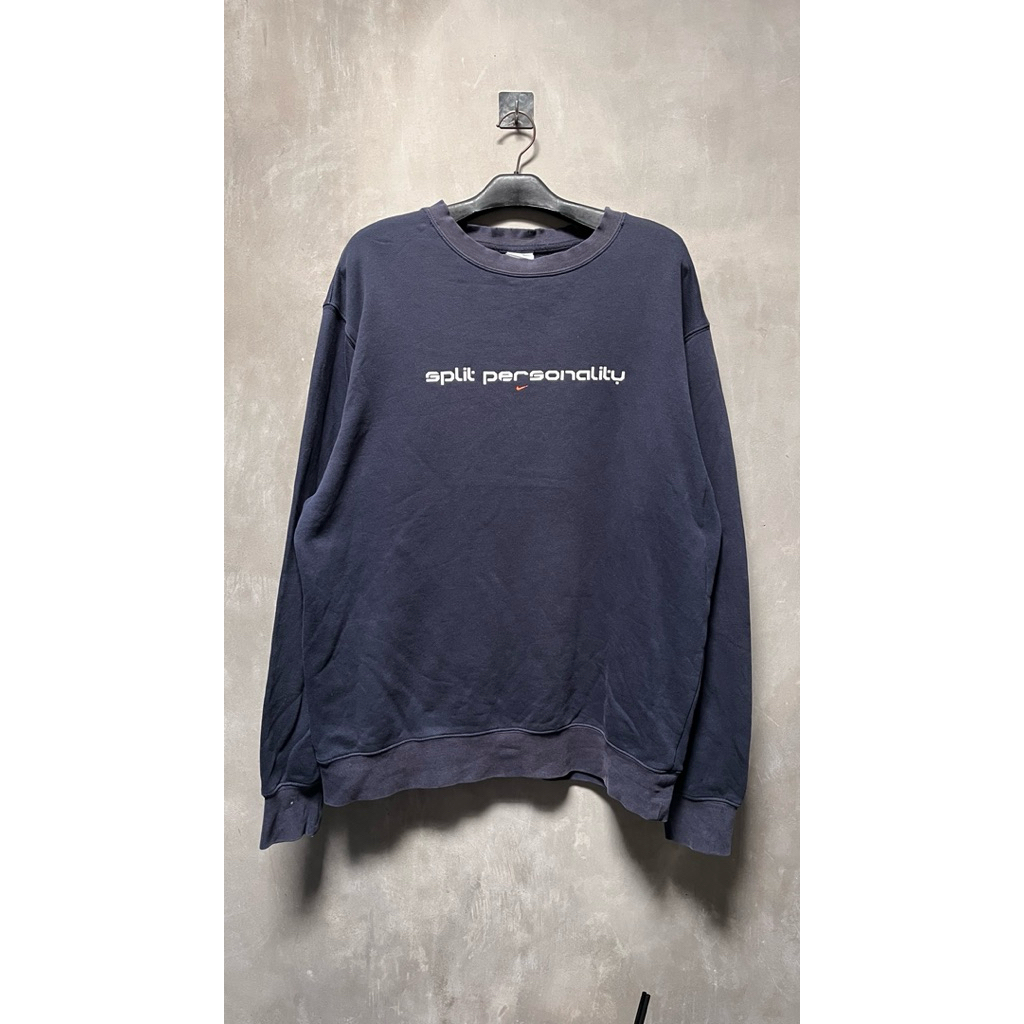 Vtg 00s Y2K Nike Spirit Personality Center Logo Crewneck Sweatshirt