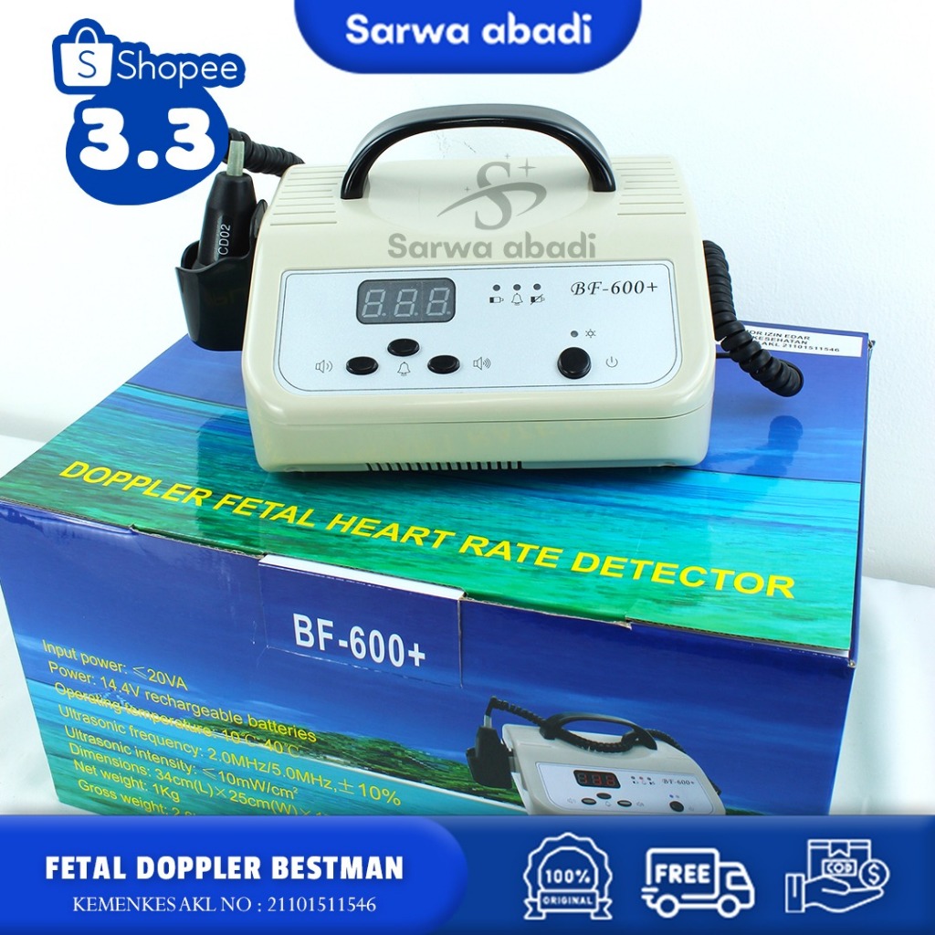 Fetal Doppler Bestman BF 600+ / Dianogsa Detak Jantung Bayi / Bestman