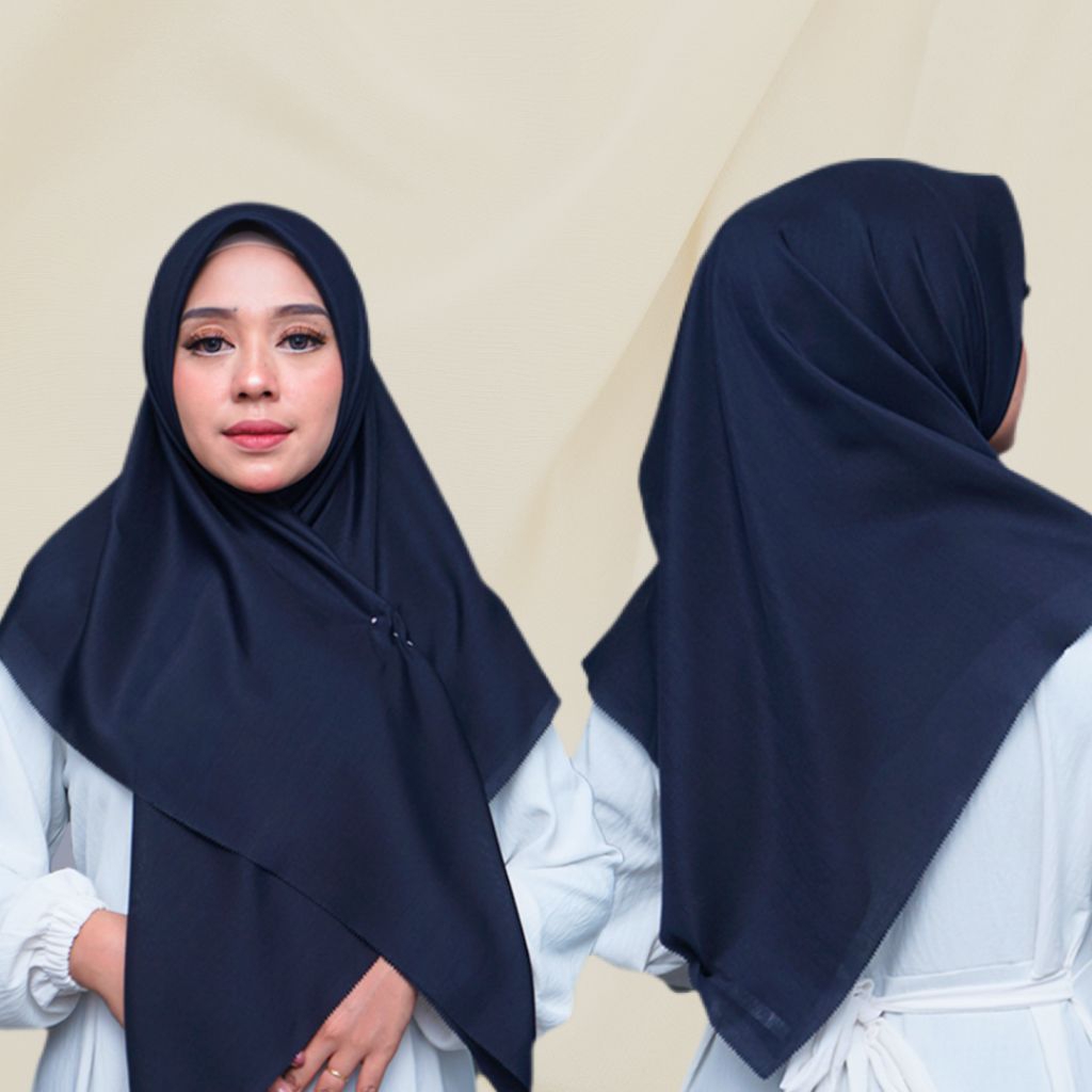 Helviana Hijab Segi Empat Polos Hitam | Hijab Polos | Hijab Segi Empat