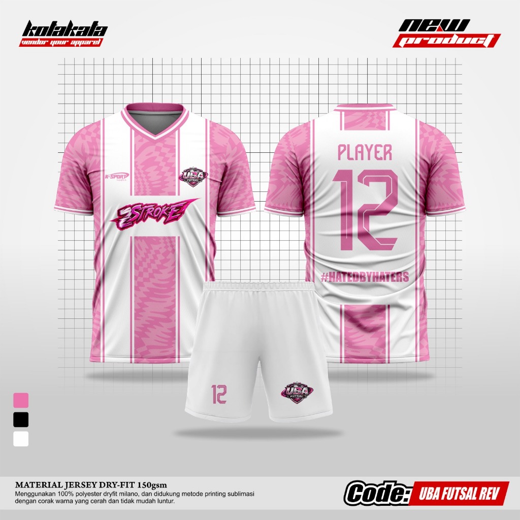 Jersey Futsal / Bola Custom Full Printing Pink