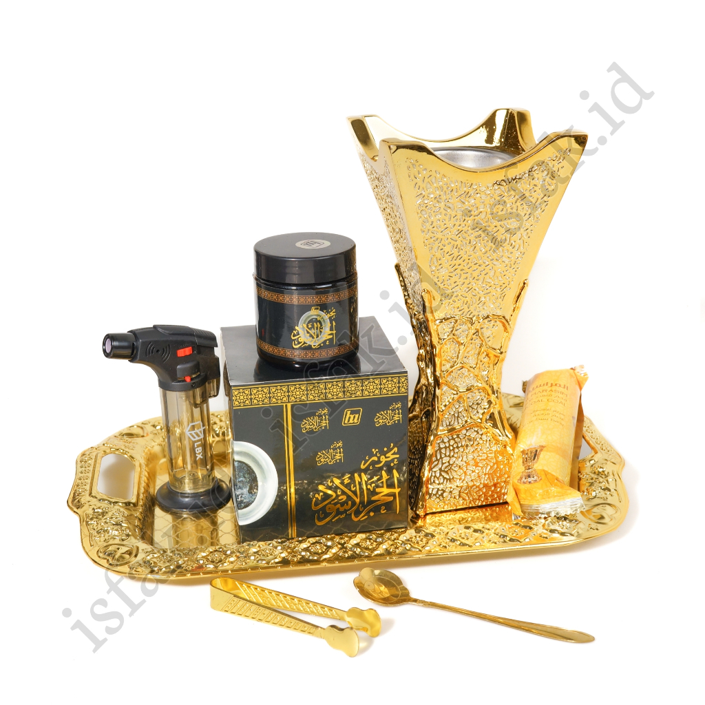 Paket Bukhur Mabkhara Gold Besar Set Nampan Premium