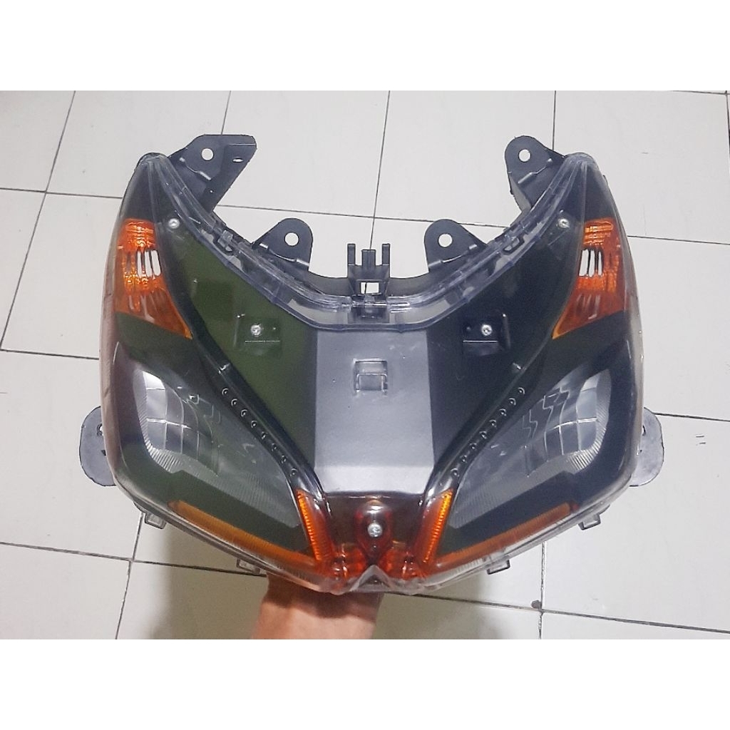 headlamp lampu depan set honda vario 110 fi led starter kasar soket 7 custom black oren