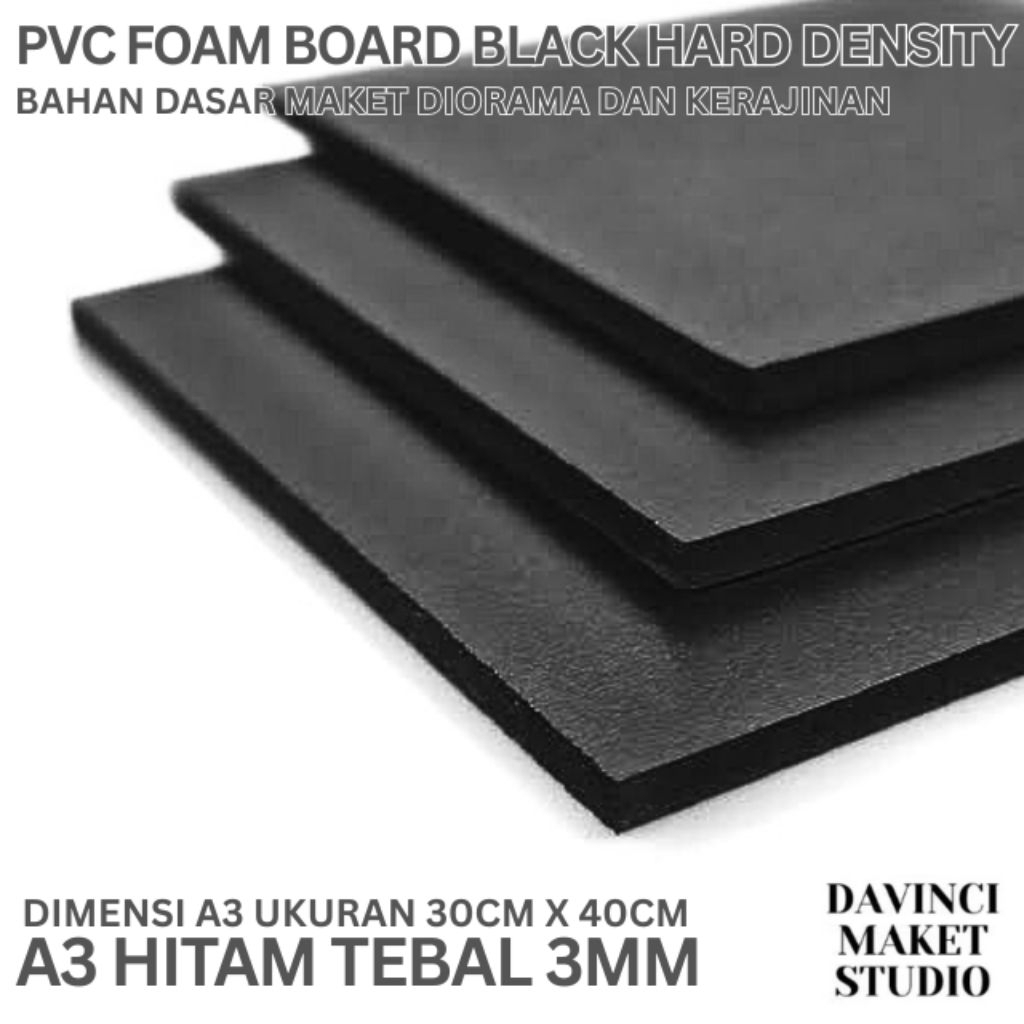 (3mmBLACK) A3 Black PVC Foam Board - Karton PVC 3mm Hitam - 30cm x 40cm