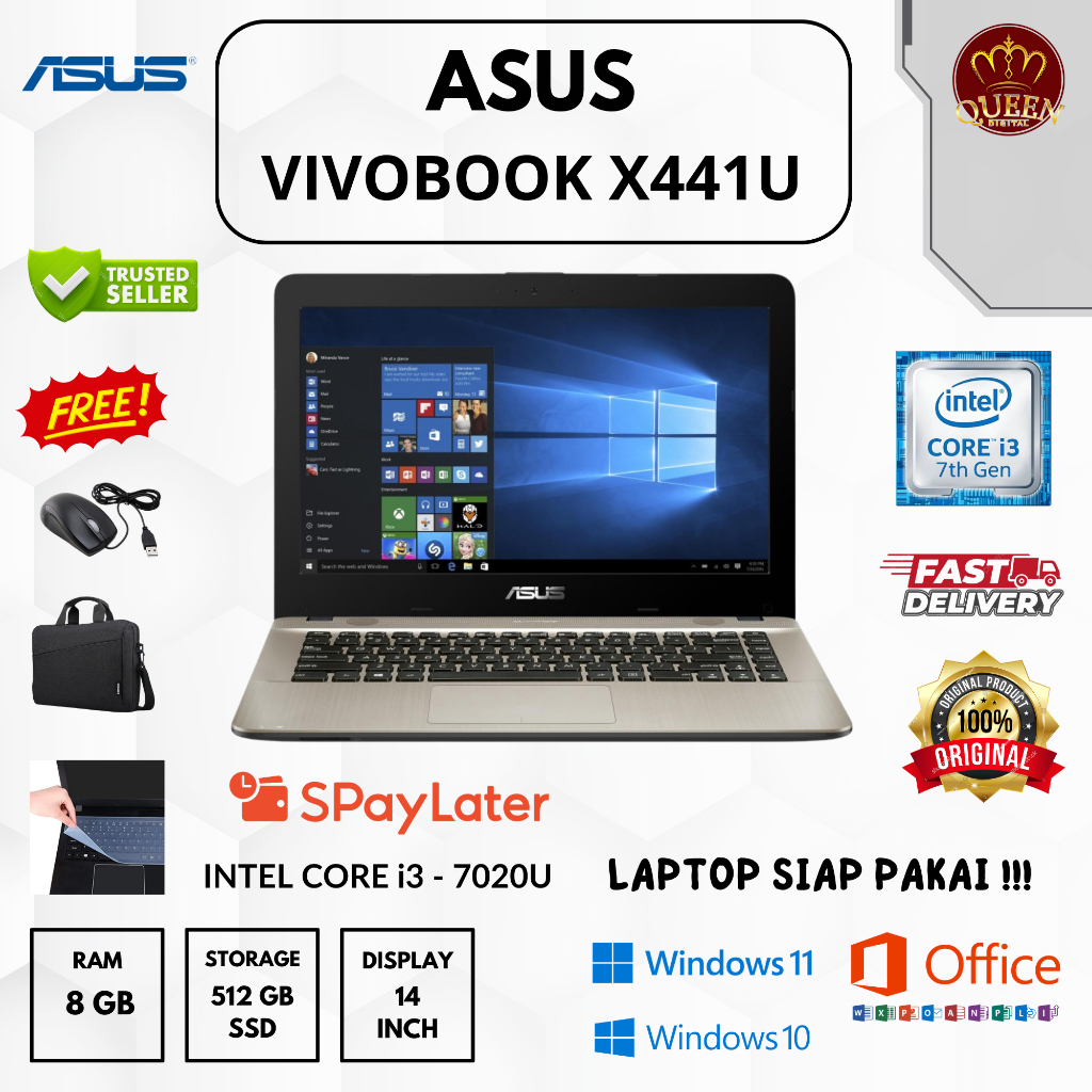 ASUS X441U | INTEL CORE i3-7020U | 8GB RAM | SSD 512GB | 14 INCH