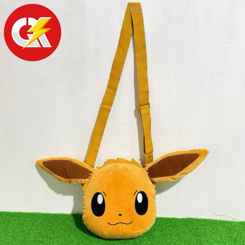 Tas Boneka Sling Bag Official Pokemon Eevee Face Original Banpresto