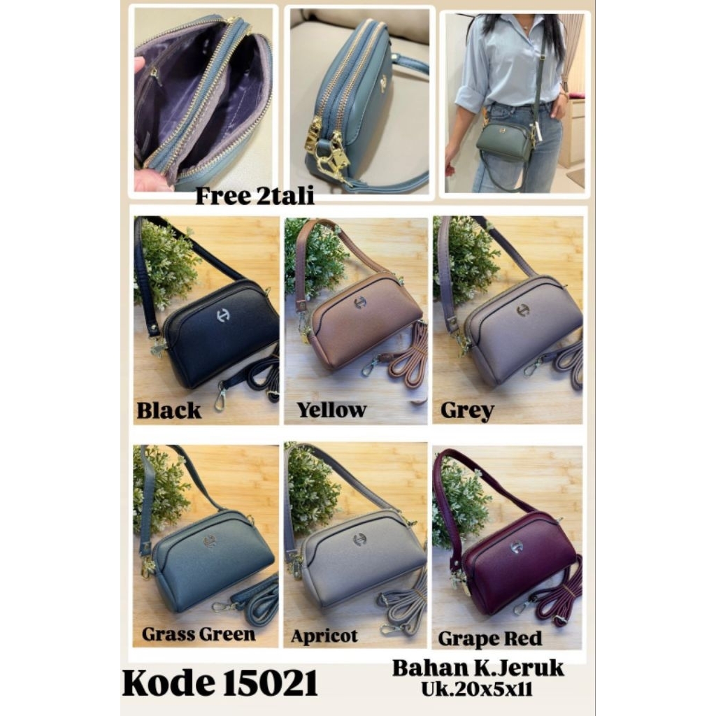 TAS MINI SLEMPANG WANITA 2 TALI KULIT JERUK IMPORT PREMIUM