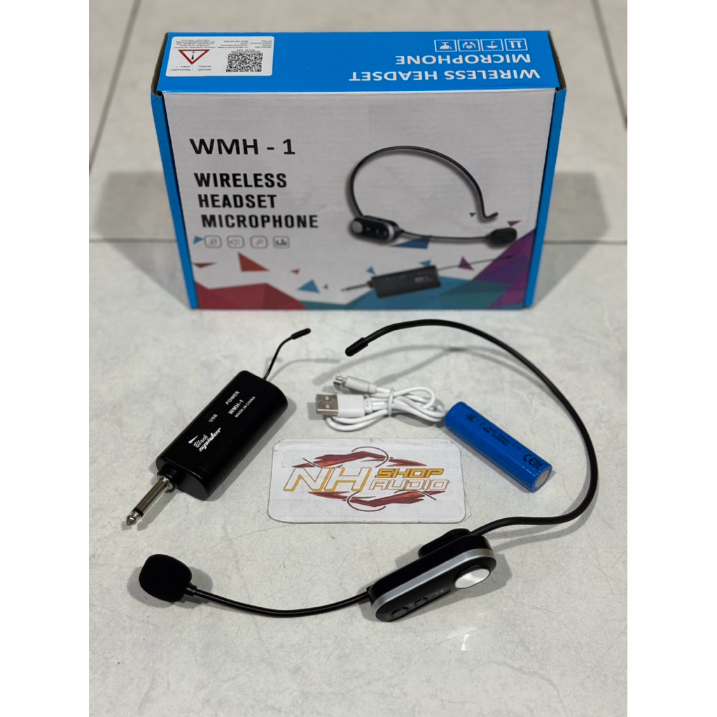 Mic Wireless Clip On Bando Telinga BLACKSPIDER WMH-1 Original Mic Bando UHF blackspider Model Charge