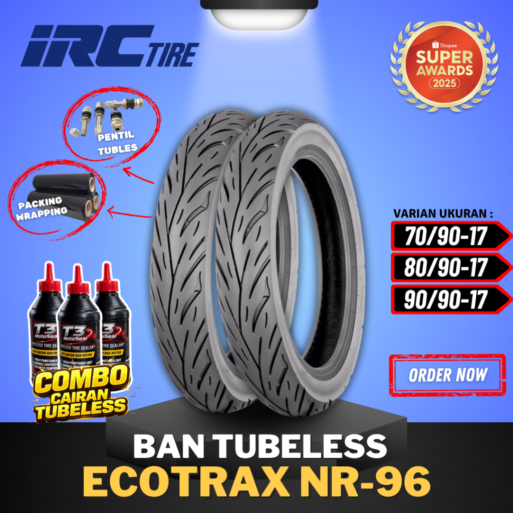 [READY COD] BAN IRC ECOTRAX NR96 TUBELESS RING 17 ( 70/90-17 / 80/90-17 / 90/90-17 ) / BAN IRC TUBEL