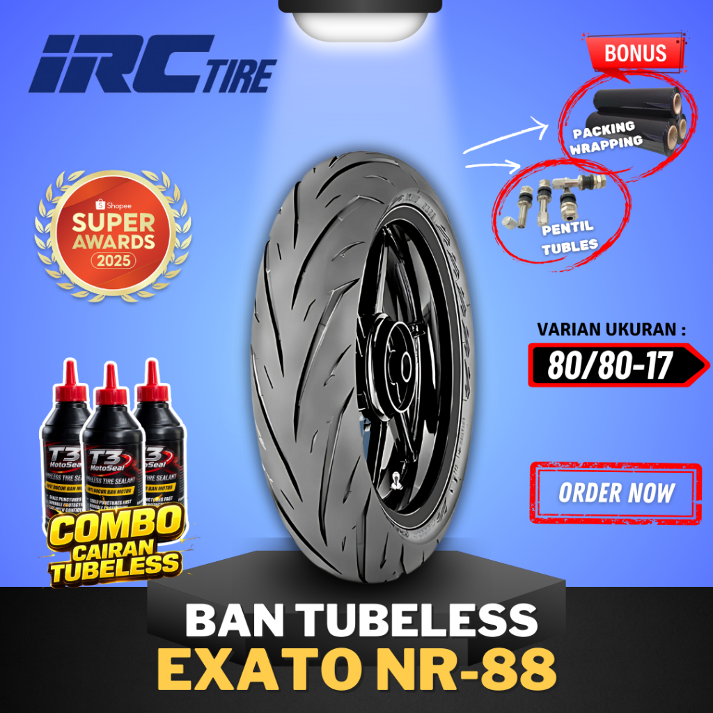 [READY COD] BAN IRC EXATO NR88 TUBELESS ( 80/80-17 ) IRC RING 17 BAN MOTOR BEBEK / BAN EXATO NR88 RI