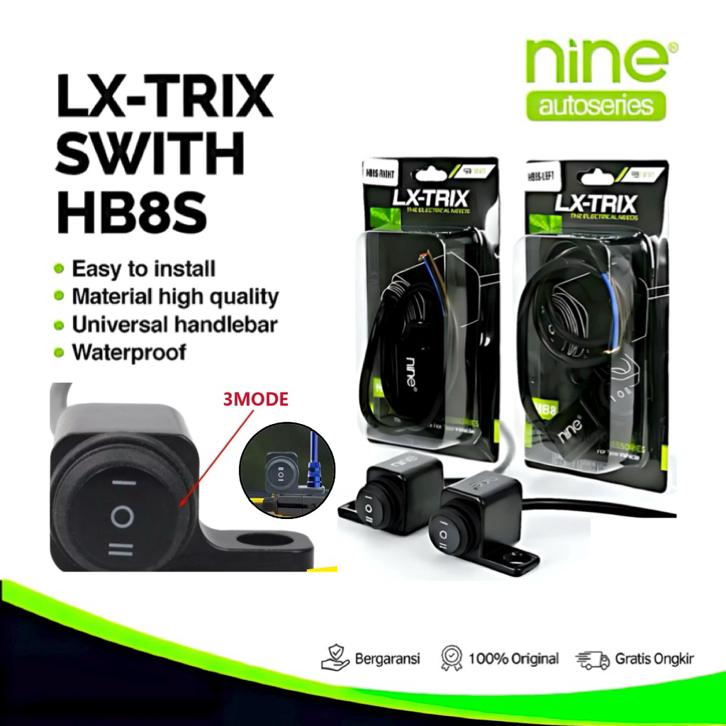 LX-TRIX Saklar Motor 3 Mode Spion Stang Saklar Lampu Tembak Sorot Tahan Air