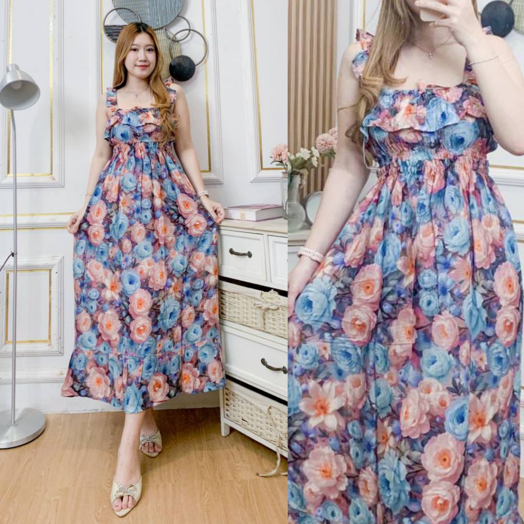 Longdress alya / daster alya panjang / baju tidur wanita bahan rayon / baju bali / daster bali lenga