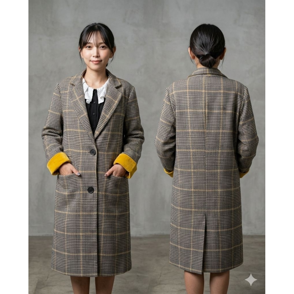 Long Blazer Tartan motif kotak-kotak LD.100 (1)