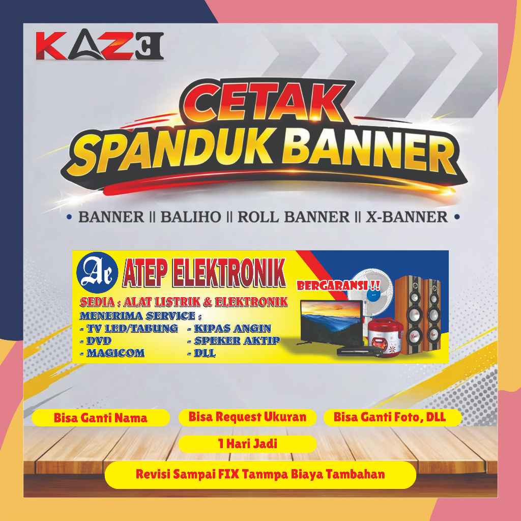 Spanduk  /Banner Toko Elektronik Request Nama dan Ukuran