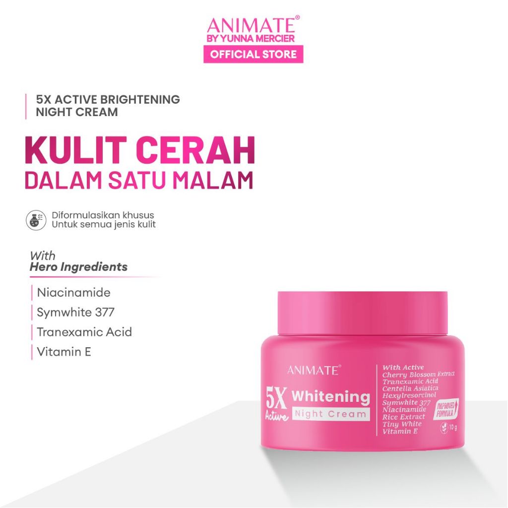 Bundling Animate 5x Active Whitening Night Cream 10 gr