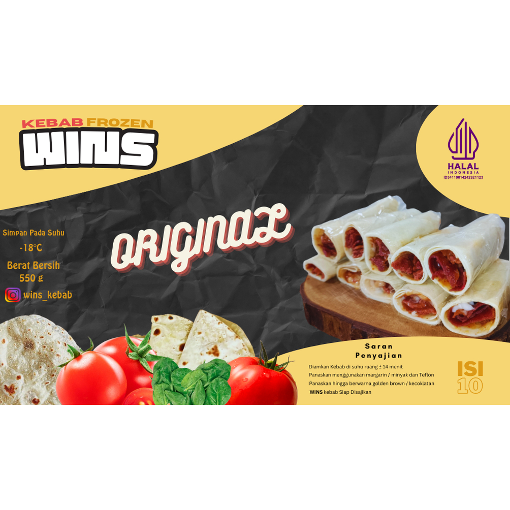 Kebab Mini Frozen Full Daging isi 10 Rasa Original - Wins Kebab KP