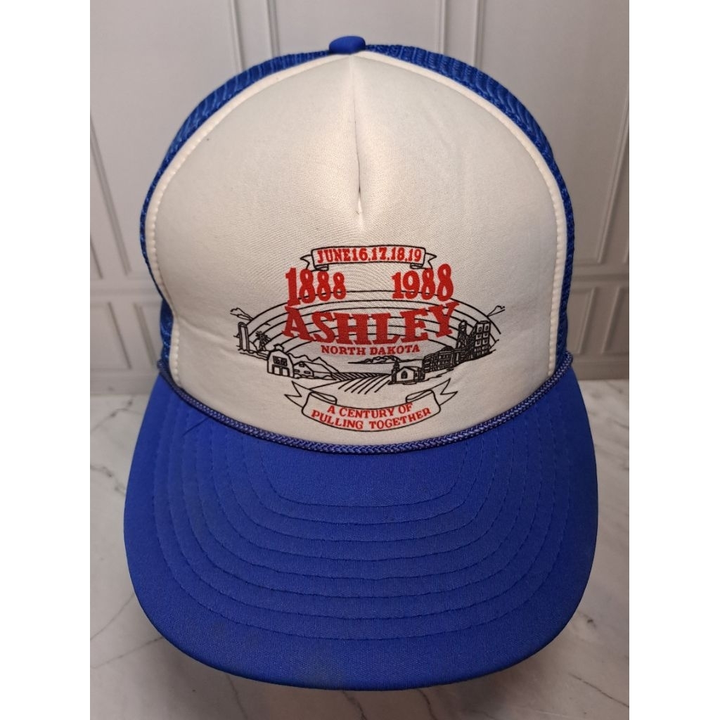 Topi Trucker Second / Thrifting / Preloved Rope Head Ashley North Dakota Biru Nissin Cap