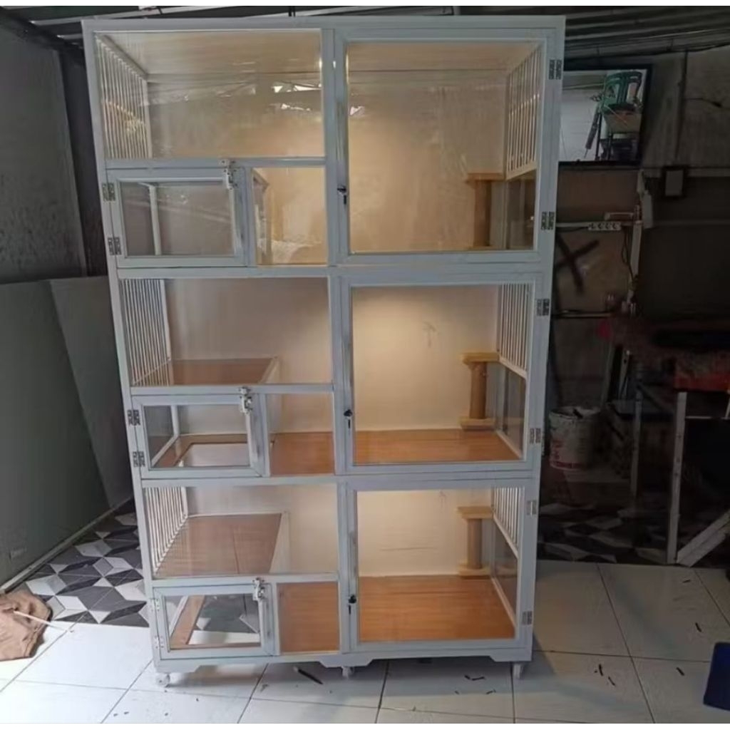 kandang kucing alumunium 3kamar XL