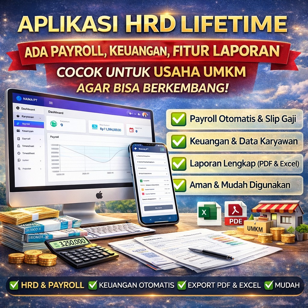 Aplikasi HRD HRIS Payroll dan Penggajian Absensi Cuti karyawan