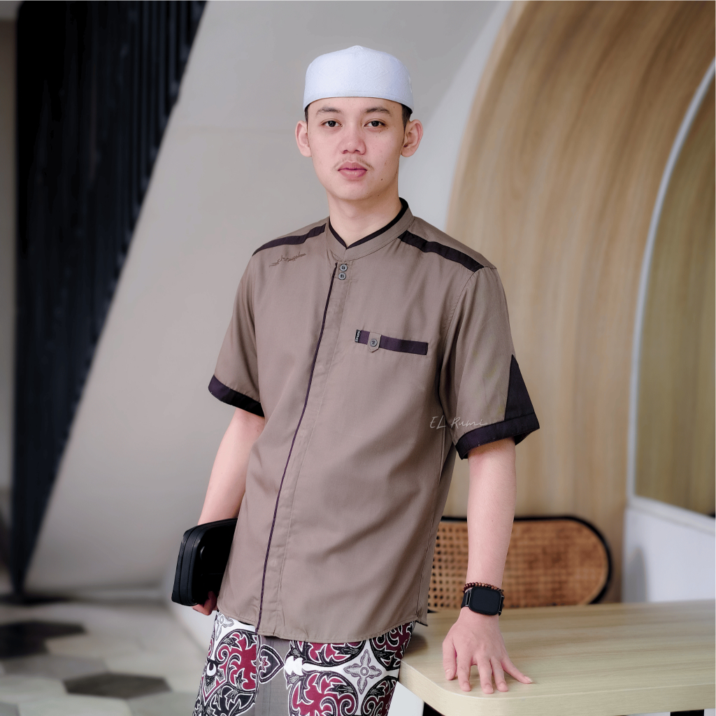 Baju Koko Pria Lengan Pendek Original El Rumi Motif Yisunsin
