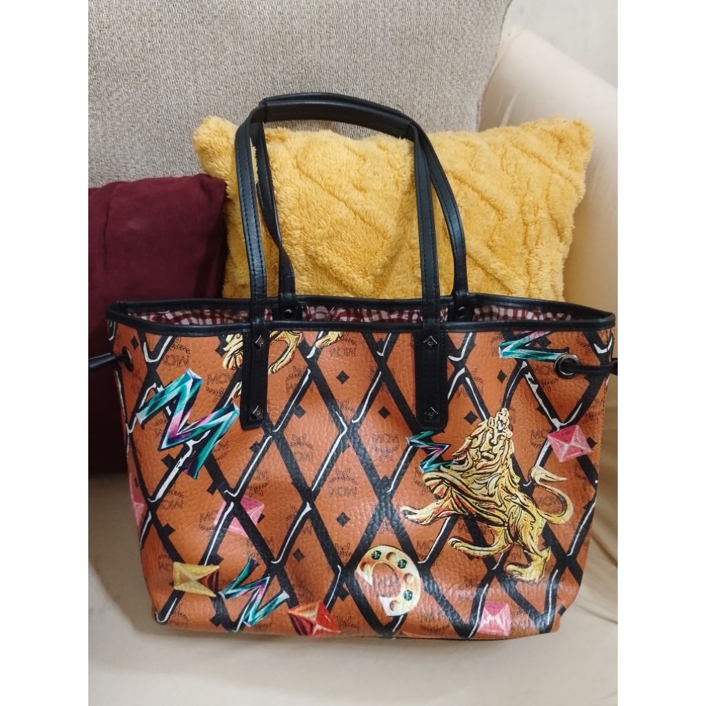 MCM Cognac Visetos Shopper Tote