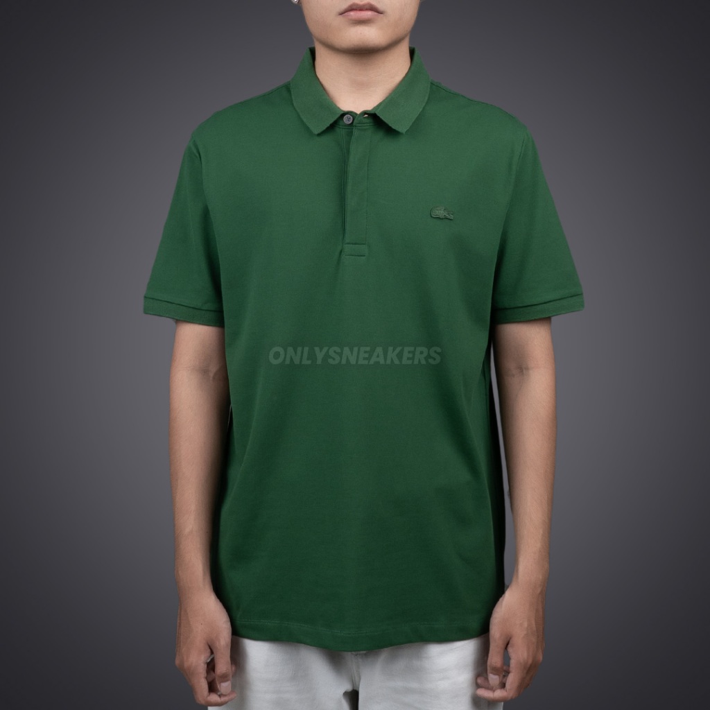 LACOSTE REGULAR FIT PARIS STRETCH COTTON PIQUE POLO SHIRT GREEN