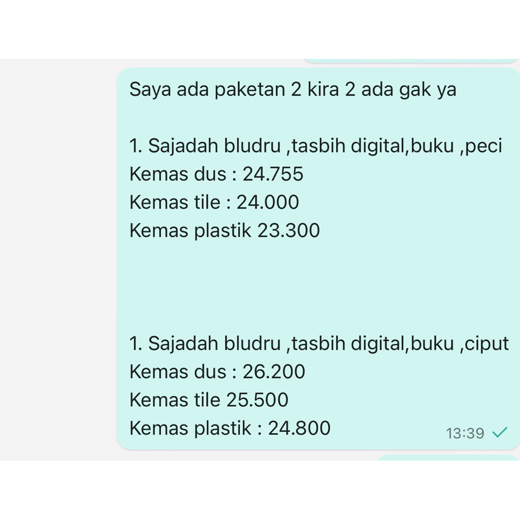 paket sajadah 40 100 1000 hari Tahlil