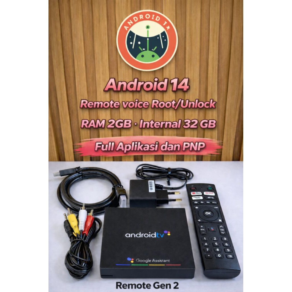 STB Android TV OS Android 14 RAM 2GB ROM 32GB ROOT/UNLOCK Full Aplikasi | BF
