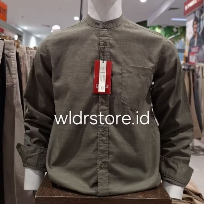 GABRIELLE kemeja pria kerah koko lengan panjang regular fit 007 olive