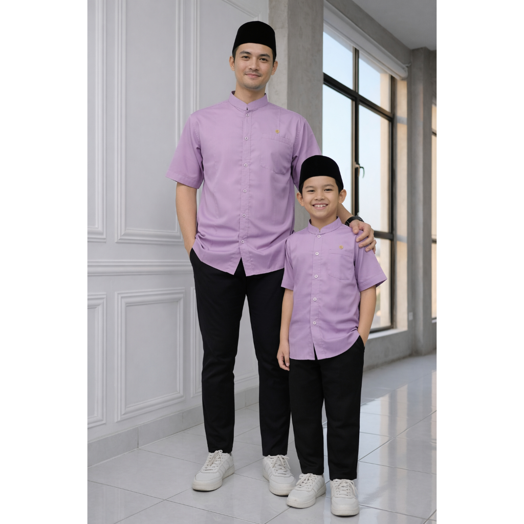 Koko Couple Ayah anak Sarimbit Aidan warna Ungu Lilac