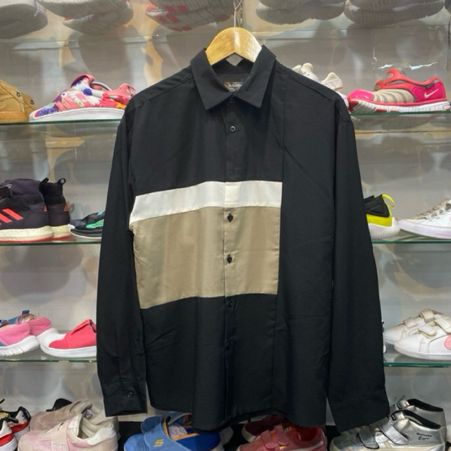 THRUXTON SHIRT LONG SLEEVE BLACK WHITE