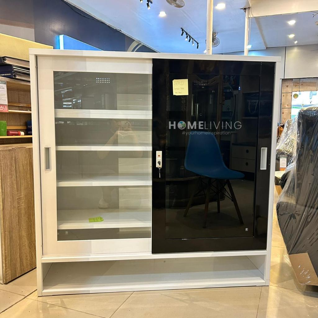 HOMELIVING - RAK SEPATU BESI SLIDING - LEMARI SEPATU BESI - RAK SEPATU SLIDING KACA 2P